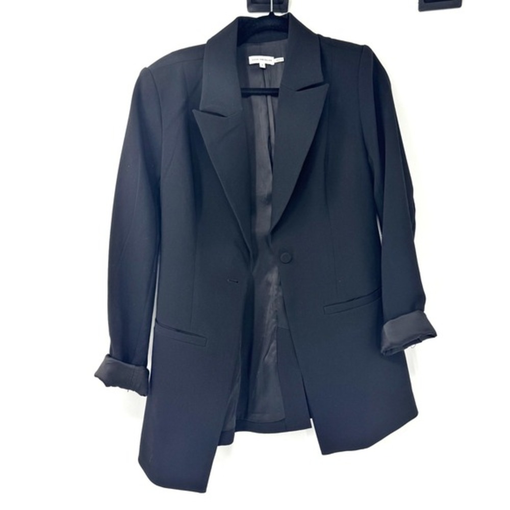 Good American Scuba Blazer Black Single Button Tailored Jacket Size 1 - Picture 2 of 4